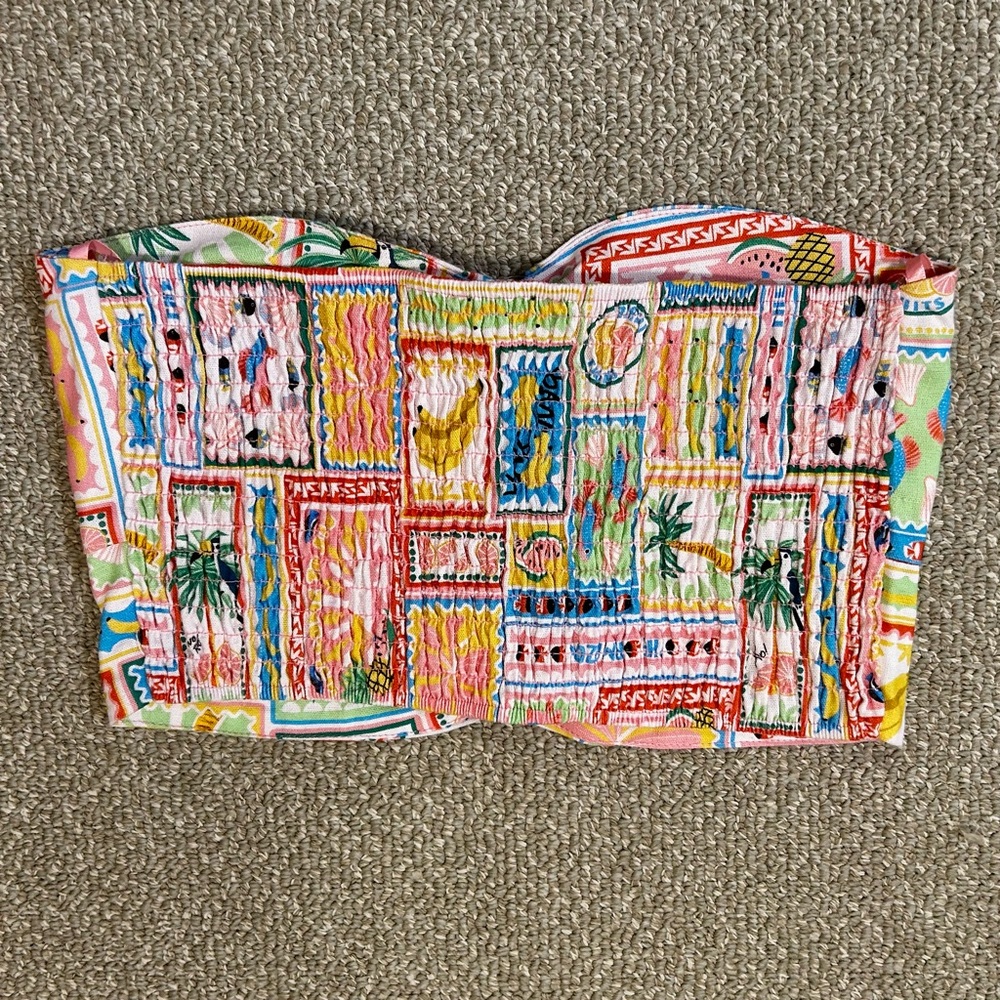 [NWT] Tropical Monteau Multicolor Strapless Top - Picture 3 of 5